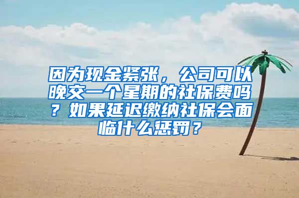 因为现金紧张，公司可以晚交一个星期的社保费吗？如果延迟缴纳社保会面临什么惩罚？