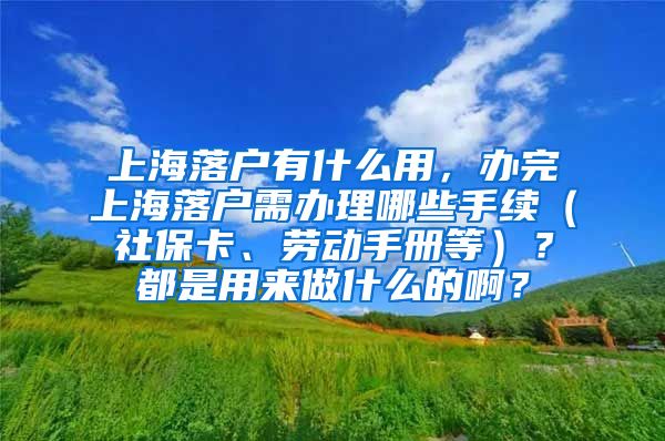 上海落户有什么用，办完上海落户需办理哪些手续（社保卡、劳动手册等）？都是用来做什么的啊？