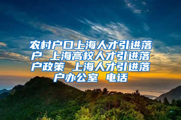 农村户口上海人才引进落户 上海高校人才引进落户政策 上海人才引进落户办公室 电话