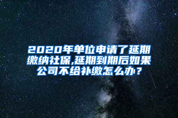 2020年单位申请了延期缴纳社保,延期到期后如果公司不给补缴怎么办？