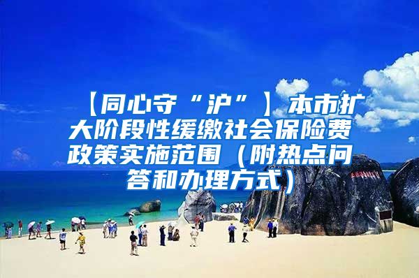 【同心守“沪”】本市扩大阶段性缓缴社会保险费政策实施范围（附热点问答和办理方式）