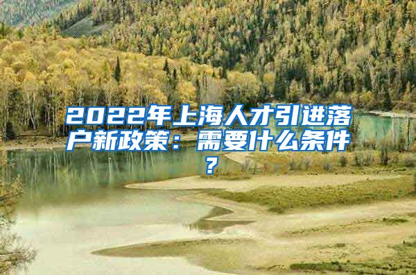 2022年上海人才引进落户新政策：需要什么条件？