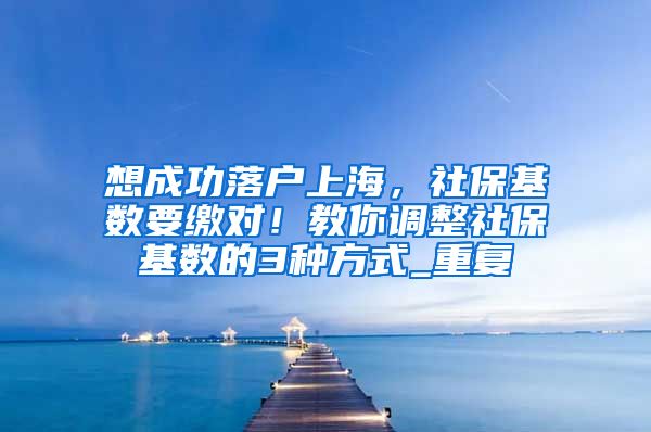 想成功落户上海，社保基数要缴对！教你调整社保基数的3种方式_重复