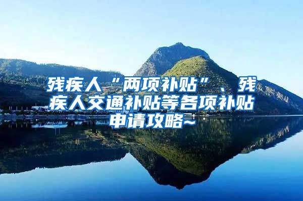 残疾人“两项补贴”、残疾人交通补贴等各项补贴申请攻略~