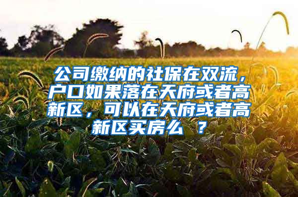 公司缴纳的社保在双流，户口如果落在天府或者高新区，可以在天府或者高新区买房么 ？