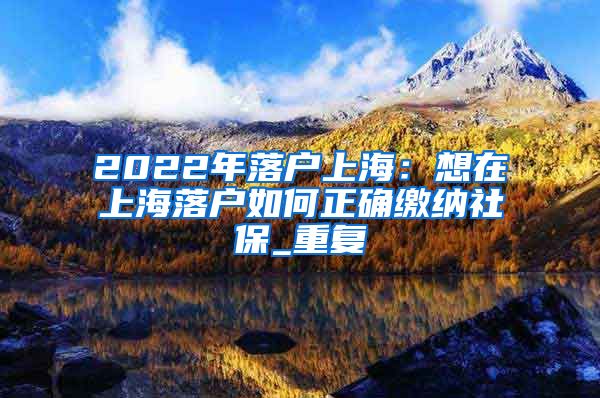 2022年落户上海：想在上海落户如何正确缴纳社保_重复