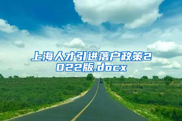 上海人才引进落户政策2022版.docx