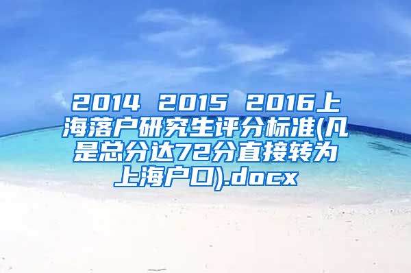 2014 2015 2016上海落户研究生评分标准(凡是总分达72分直接转为上海户口).docx