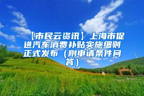 【市民云资讯】上海市促进汽车消费补贴实施细则正式发布（附申请条件问答）