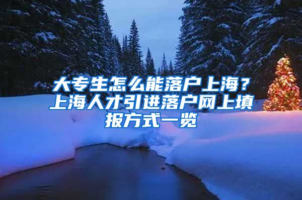 大专生怎么能落户上海？上海人才引进落户网上填报方式一览