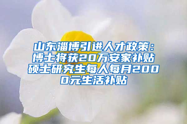 山东淄博引进人才政策：博士将获20万安家补贴　硕士研究生每人每月2000元生活补贴