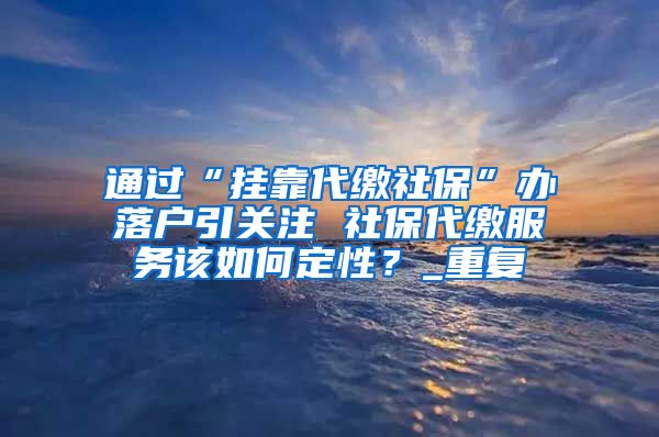 通过“挂靠代缴社保”办落户引关注 社保代缴服务该如何定性？_重复