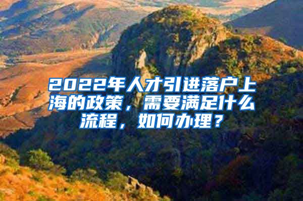 2022年人才引进落户上海的政策，需要满足什么流程，如何办理？