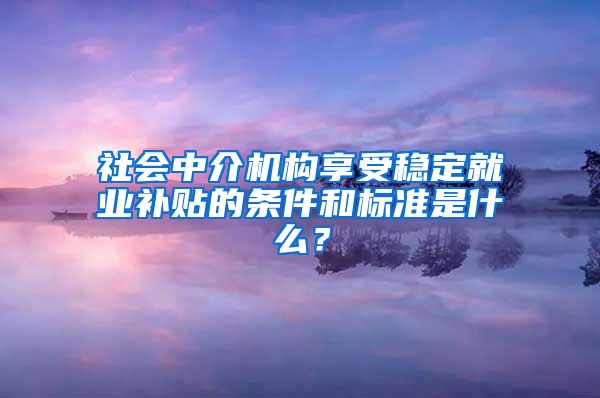 社会中介机构享受稳定就业补贴的条件和标准是什么？