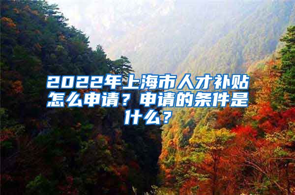 2022年上海市人才补贴怎么申请？申请的条件是什么？