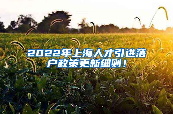 2022年上海人才引进落户政策更新细则！