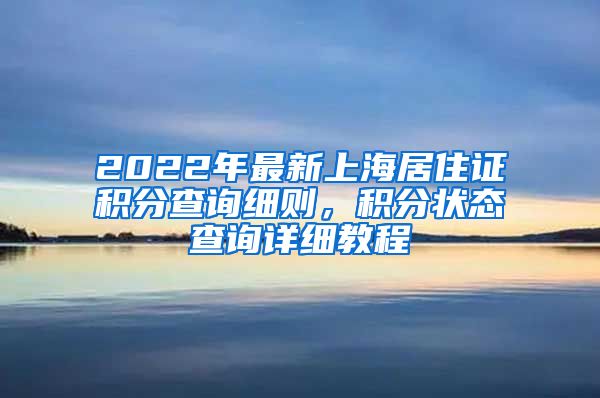 2022年最新上海居住证积分查询细则，积分状态查询详细教程