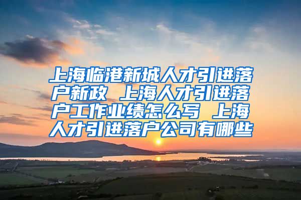 上海临港新城人才引进落户新政 上海人才引进落户工作业绩怎么写 上海人才引进落户公司有哪些