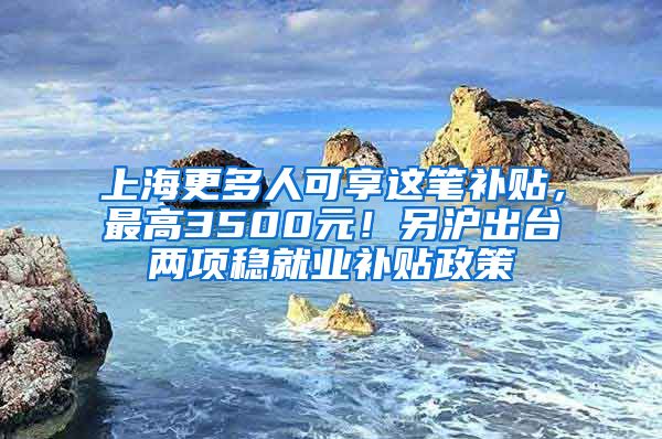 上海更多人可享这笔补贴，最高3500元！另沪出台两项稳就业补贴政策→