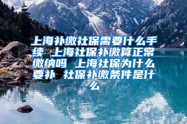 上海补缴社保需要什么手续 上海社保补缴算正常缴纳吗 上海社保为什么要补 社保补缴条件是什么