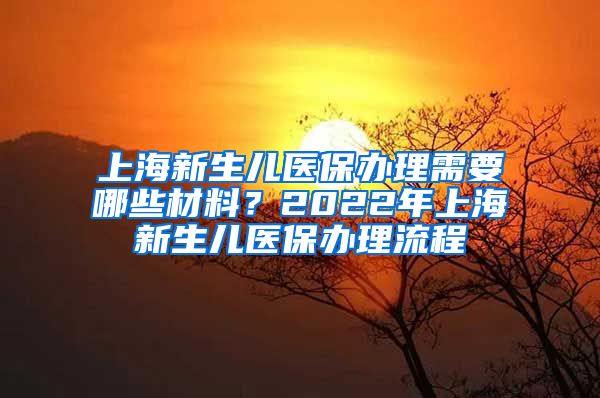 上海新生儿医保办理需要哪些材料？2022年上海新生儿医保办理流程