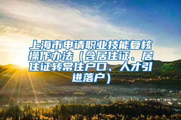 上海市申请职业技能复核操作办法（含居住证、居住证转常住户口、人才引进落户）