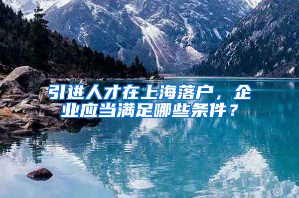 引进人才在上海落户，企业应当满足哪些条件？