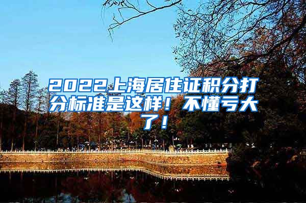 2022上海居住证积分打分标准是这样！不懂亏大了！