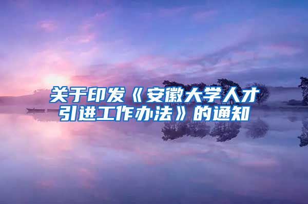 关于印发《安徽大学人才引进工作办法》的通知