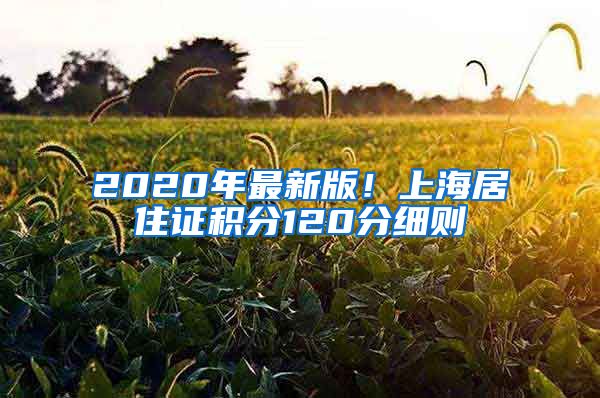 2020年最新版！上海居住证积分120分细则