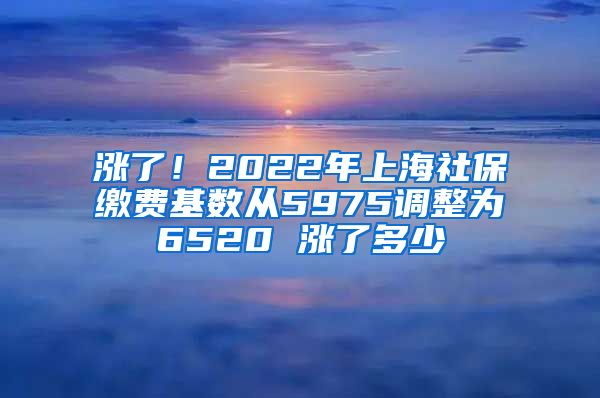 涨了！2022年上海社保缴费基数从5975调整为6520 涨了多少