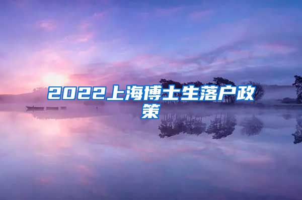 2022上海博士生落户政策