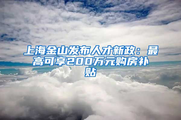 上海金山发布人才新政：最高可享200万元购房补贴