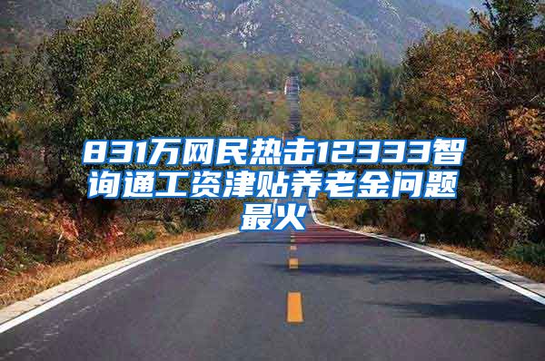 831万网民热击12333智询通工资津贴养老金问题最火