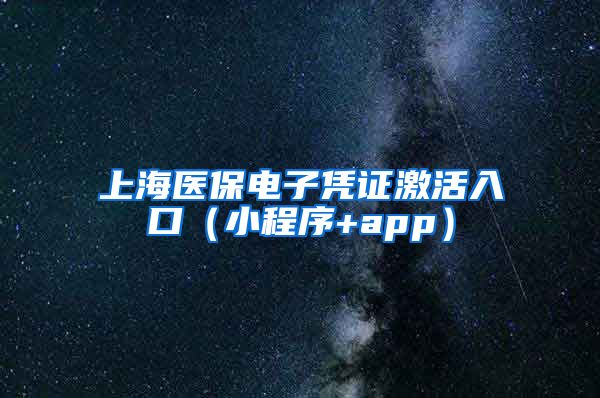 上海医保电子凭证激活入口（小程序+app）