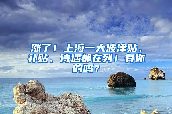 涨了！上海一大波津贴、补贴、待遇都在列！有你的吗？