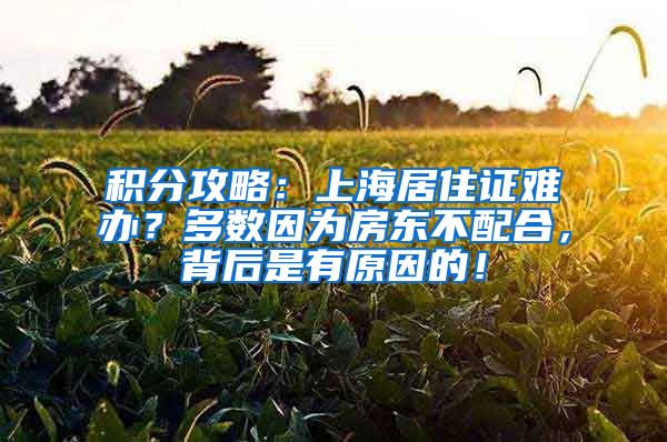 积分攻略：上海居住证难办？多数因为房东不配合，背后是有原因的！