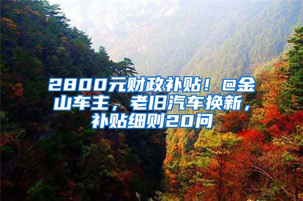 2800元财政补贴！@金山车主，老旧汽车换新，补贴细则20问→