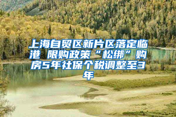 上海自贸区新片区落定临港 限购政策“松绑”购房5年社保个税调整至3年