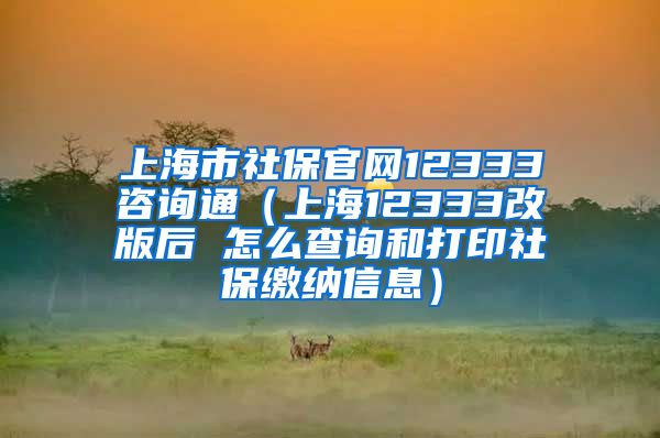 上海市社保官网12333咨询通（上海12333改版后 怎么查询和打印社保缴纳信息）