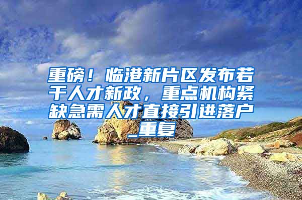 重磅！临港新片区发布若干人才新政，重点机构紧缺急需人才直接引进落户_重复