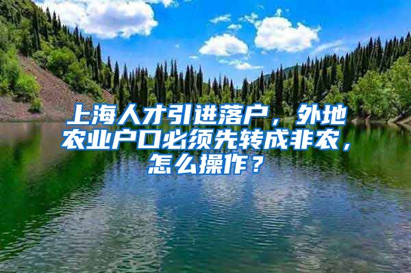 上海人才引进落户，外地农业户口必须先转成非农，怎么操作？