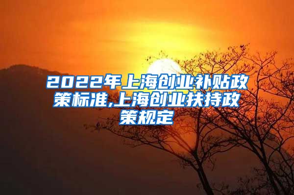 2022年上海创业补贴政策标准,上海创业扶持政策规定