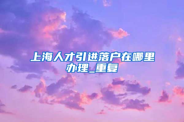 上海人才引进落户在哪里办理_重复