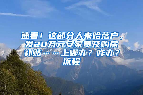 速看！这部分人来哈落户，发20万元安家费及购房补贴……上哪办？咋办？流程↘