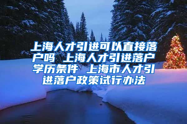 上海人才引进可以直接落户吗 上海人才引进落户学历条件 上海市人才引进落户政策试行办法