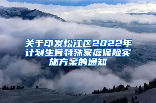 关于印发松江区2022年计划生育特殊家庭保险实施方案的通知