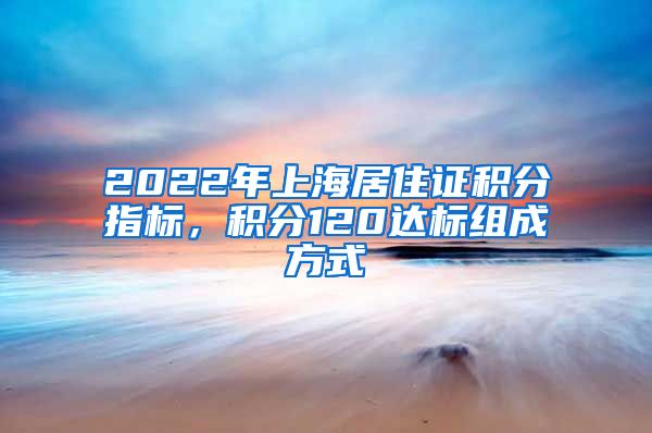 2022年上海居住证积分指标，积分120达标组成方式