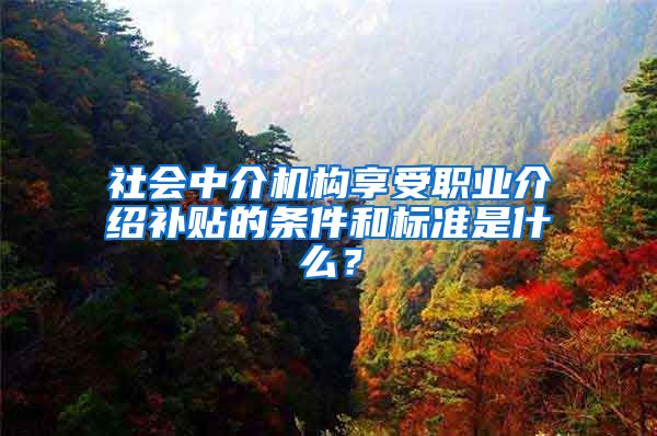 社会中介机构享受职业介绍补贴的条件和标准是什么？