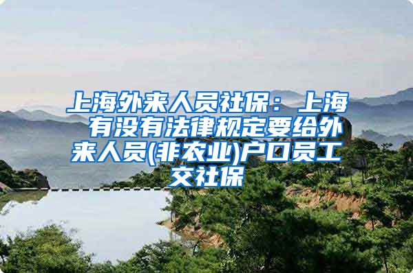 上海外来人员社保：上海 有没有法律规定要给外来人员(非农业)户口员工交社保